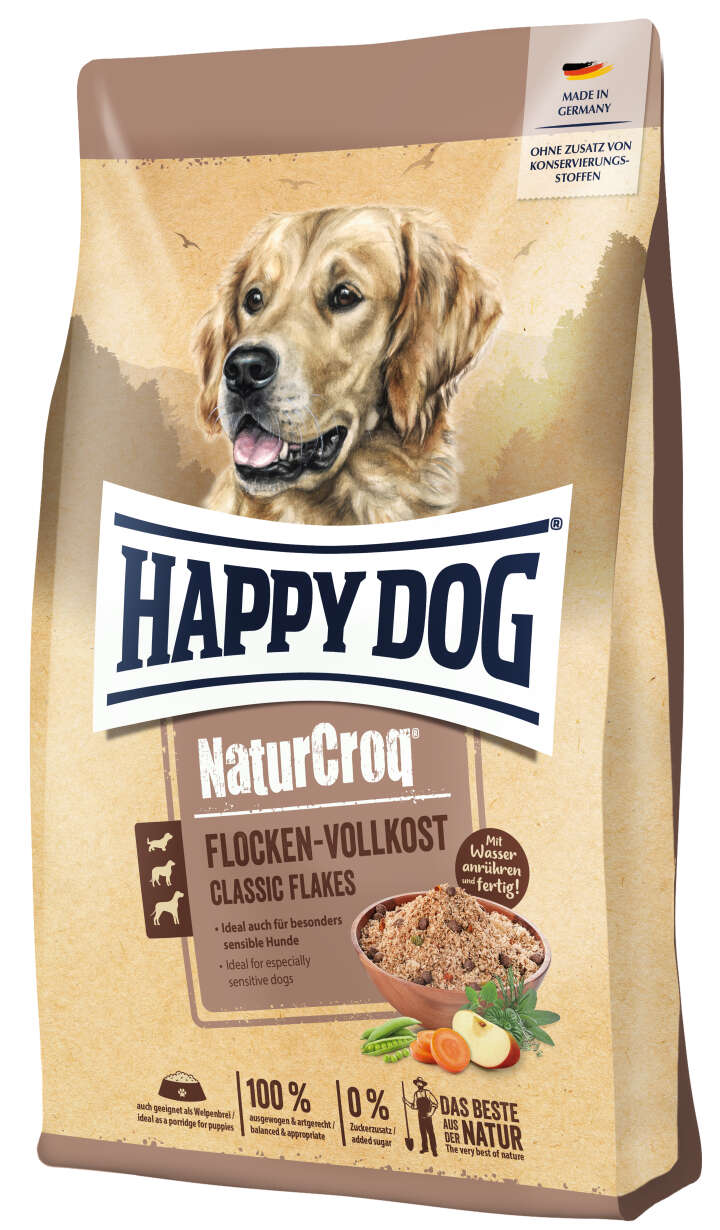 HAPPY DOG Hunde-Trockenfutter NaturCroq Flocken-Vollkost